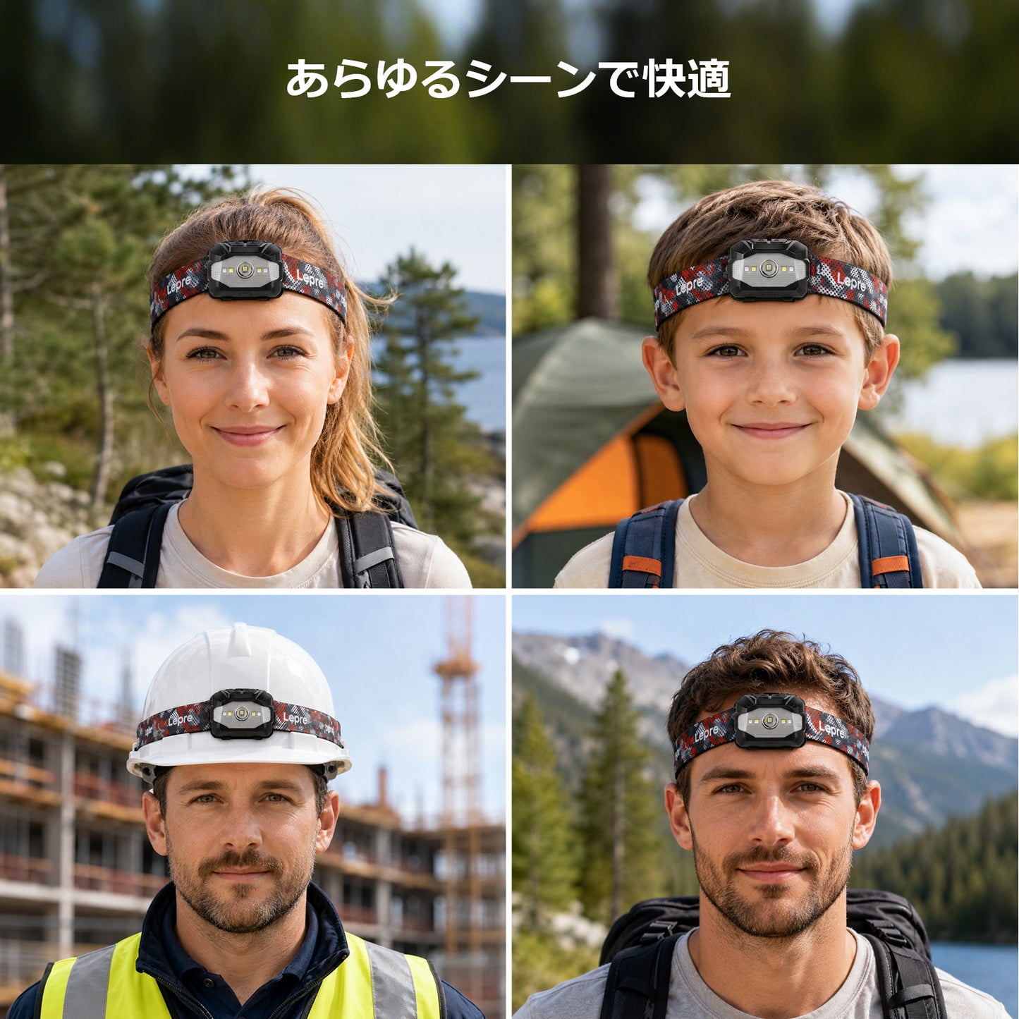 Lepro ヘッドライト 充電式/乾電池式 led ヘッドランプ センサー付き ledヘッドライト 防水 釣り ライト 登山 【ハイブリッドタイプ/450lm高輝度/10つ点灯モード/最大30時間点灯/IPX4防水/90°角度調整可/軽量/スポット・ワイド切替/USB-C充電】専用充電池付属/単4形電池3本 (別売り) 明るい ヘッド・ライト ヘルメット 停電 防災 作業 散歩