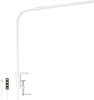 Lepro デスクライト クランプ led 目に優しい クランプライト スタンドライト 電気スタンド 【電球色・白色・昼光色/10段階明るさ/5W省エネ/Ra80演色/明るい/独立ボタン制御/360°角度調整可能/USB給電式/1.5Mケーブル】 卓上ライト 台灯 卓上照明 勉強机 学習机 読書灯 テーブル (ホワイト)