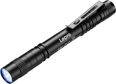 Lepro ブラックライト アニサキス 365nm uvライト クリップ付き 強力ペン led 紫外線 釣り 28g超軽量 レジン用 アルミ製 高耐久 ハンディ uvレジン ペットのオシッコ汚れ対策に 懐中電灯 アニサキス用 【単4形電池別売/1個セット】