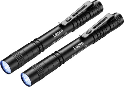 Lepro ブラックライト アニサキス 365nm 強力 uvライト レジン用 紫外線 ペン 28g超軽量 アルミ製 高耐久 uv アニサキス用 ペットのオシッコ汚れ対策に ハンディ クリップ付き 【単4形電池別売/2個セット】