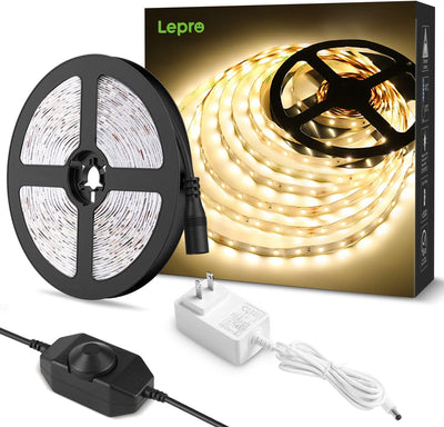 Lepro テープライト LEDテープ 10m 電球色 無段階調光 間接照明 高演色タイプ ストリップライト 両面テープ 切断可能 工具不要 取付簡単 2835SMD 600LED高輝度 低消費電力 オフィス・寝室・お部屋・店舗インドア 棚 看板照明 ledテープライト