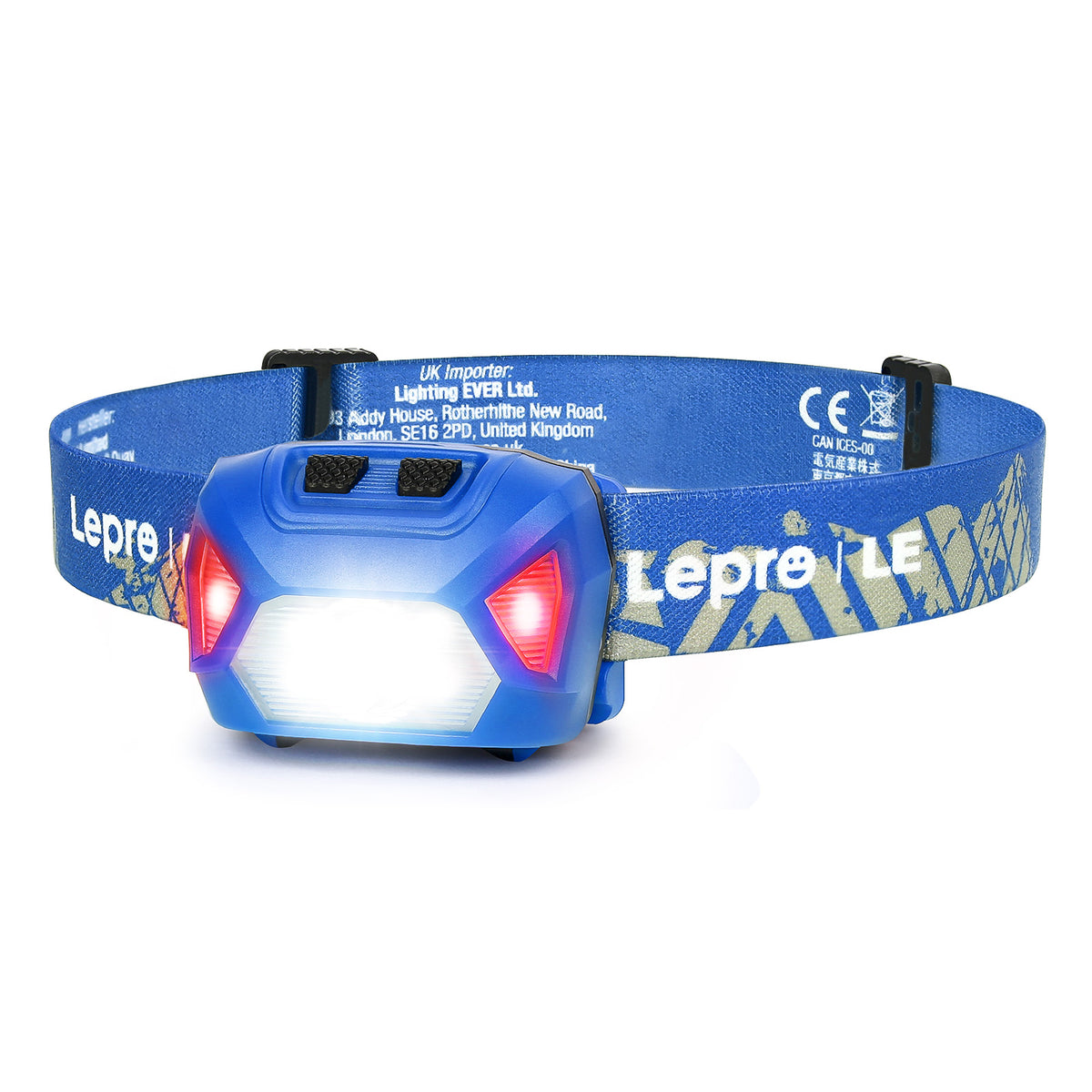 Lepro ヘッドライト LED ヘッドランプ 高輝度 ledヘッドライト 電池式 6種点灯モード 単4形電池対応【赤＆白ライト/スポット・ワイドLED搭載/SOS点滅/実用点灯22時間/IPX4防水/角度調整可/CE ROHS認証済み】 釣り 登山 キャンプ アウトドア 災害 停電用 散歩 作業 小型 夜釣りに最適 ヘッド ライト（ブルー）