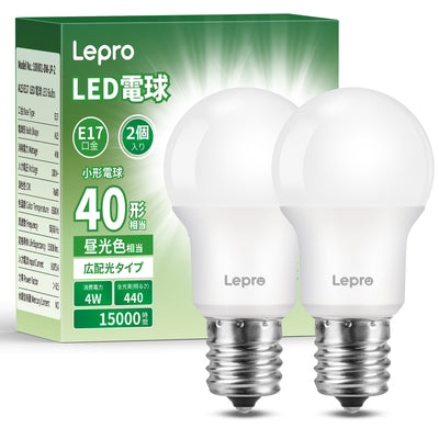 【E17】Lepro LED電球 E17 ミニクリプトン電球 40形 6個入り 440lm 昼光色 6500K 非調光型 ミニクリプトン LED小形電球 広配光タイプ 高演色性 PSE認証済み 密閉器具対応 省エネ キッチン 台所 トイレ リビング ダイニング 脱衣所 寝室 廊下 玄関照明用 小型電球