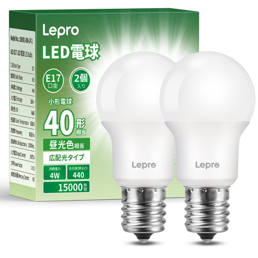 【E17】Lepro LED電球 E17 ミニクリプトン電球 40形 6個入り 440lm 昼光色 6500K 非調光型 ミニクリプトン LED小形電球 広配光タイプ 高演色性 PSE認証済み 密閉器具対応 省エネ キッチン 台所 トイレ リビング ダイニング 脱衣所 寝室 廊下 玄関照明用 小型電球
