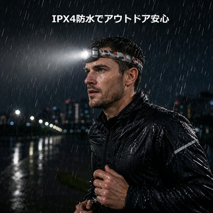 Lepro ヘッドライト 充電式/乾電池式 led ヘッドランプ センサー付き ledヘッドライト 防水 釣り ライト 登山 【ハイブリッドタイプ/450lm高輝度/10つ点灯モード/最大30時間点灯/IPX4防水/90°角度調整可/軽量/スポット・ワイド切替/USB-C充電】専用充電池付属/単4形電池3本 (別売り) 明るい ヘッド・ライト ヘルメット 停電 防災 作業 散歩
