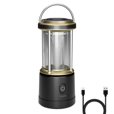 Lepro LEDランタン 【超高輝度2000ルーメン】 電池式・充電式 2way給電 20W 無段階調光 4色切替（昼光色・電球色・混合・赤色点滅） IPX4防水 連続点灯20時間 Type-C充電式 単3電池対応可 モバイルバッテリー機能 キャンプランタン 防災 停電 台風対策 登山 夜釣り アウトドア ライト ブラック