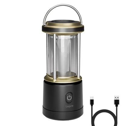 Lepro LEDランタン 【超高輝度2000ルーメン】 電池式・充電式 2way給電 20W 無段階調光 4色切替（昼光色・電球色・混合・赤色点滅） IPX4防水 連続点灯20時間 Type-C充電式 単3電池対応可 モバイルバッテリー機能 キャンプランタン 防災 停電 台風対策 登山 夜釣り アウトドア ライト ブラック