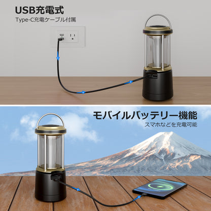 Lepro LEDランタン 【超高輝度2000ルーメン】 電池式・充電式 2way給電 20W 無段階調光 4色切替（昼光色・電球色・混合・赤色点滅） IPX4防水 連続点灯20時間 Type-C充電式 単3電池対応可 モバイルバッテリー機能 キャンプランタン 防災 停電 台風対策 登山 夜釣り アウトドア ライト ブラック