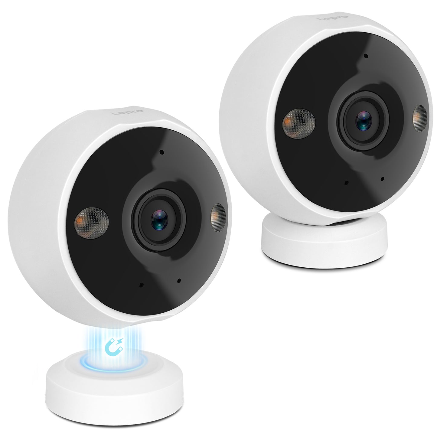 Lepro 見守りカメラ 防犯カメラ マグネット式 工事不要 300万画素 2K 室内監視カメラ ペット/赤ちゃん/高齢者介護 常時録画 SDカード/AWSクラウド 屋内玄関屋外倉庫の鉄製ゲート IP65防水 Wi-Fi Alexa対応 AI検知 カラー暗視 双方向通話 警報通知