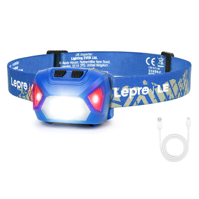 Lepro ヘッドライト 充電式 USB-C 高輝度300ルーメン LED ヘッドランプ 2個セット【スポット・ワイドビーム切替/赤色サブライト搭載/実用点灯4～15時間/IPX4防水】 夜釣り 最適 登山 キャンプ 散歩 作業 アウトドア 釣り 災害 停電用 小型 軽量（ブルー）
