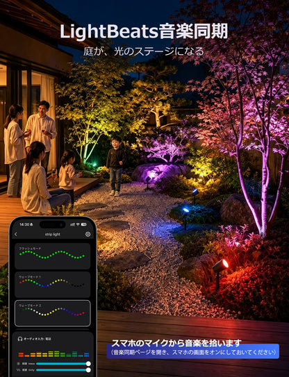 Lepro AI ガーデンライト スポットライト 屋外 RGB 庭 ライト 防水 ガーデン アプリ制御 雰囲気 アウトドア スポット おしゃれ コンセント付き イルミネーション【800lm/IP65防水/CCT調光調色/1600万色RGBIC/地面挿入と壁掛け式2Way/135°角度調整】明るい 防犯 玄関灯 ガーデン/庭/玄関/ガレージ/軒/芝生/駐車場/歩道 景観 屋外 装飾用 外灯