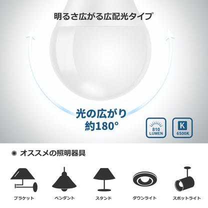 【E26】Lepro LED電球 E26 60W形 昼光色 810lm 6500K 7.3W 広配光タイプ 高演色性 PSE認証済み 密閉器具対応 省エネ 電球 LED キッチン 台所 トイレ リビング ダイニング 脱衣所 寝室 廊下 玄関照明用 非調光