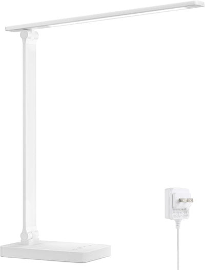 Lepro デスクライト led 目に優しい DCアダプター付き 電気スタンド 800lm超高輝度 卓上ライト おしゃれ テーブルライト【5段階色温度・明るさ/調光調色/タッチセンサー操作/多角度調整/コンセント付き】 人気 省エネ 学習机 台灯 勉強 机 明るい ブックライト 読書灯 (ホワイト)