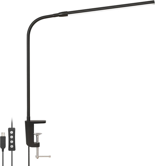 Lepro クランプライト デスクライト クランプ led 目に優しい 電気スタンド スタンドライト 【電球色・白色・昼光色/10段階明るさ/5W省エネ/明るい/Ra80演色/360°角度調整可能/独立ボタン制御/USB給電式/1.5Mケーブル】 テーブル 卓上照明 卓上ライト 台灯 学習机 勉強机 読書灯 (ブラック)