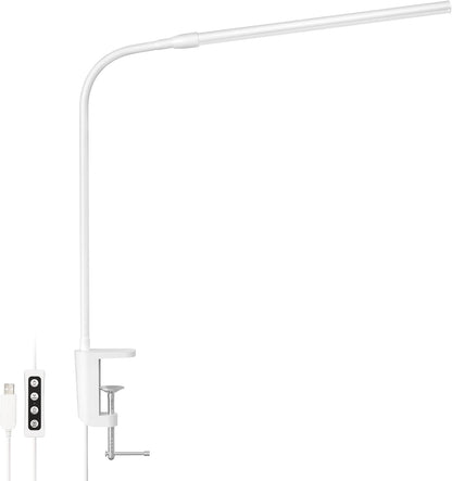 Lepro デスクライト クランプ led 目に優しい クランプライト スタンドライト 電気スタンド 【電球色・白色・昼光色/10段階明るさ/5W省エネ/Ra80演色/明るい/独立ボタン制御/360°角度調整可能/USB給電式/1.5Mケーブル】 卓上ライト 台灯 卓上照明 勉強机 学習机 読書灯 テーブル (ホワイト)