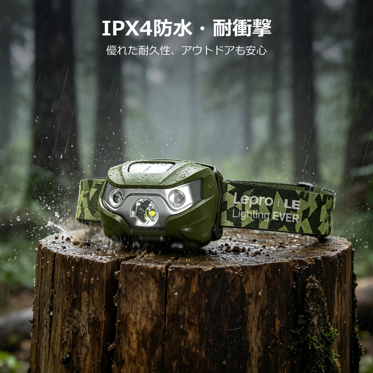 Lepro ヘッドライト 充電式 300lm高輝度 ledヘッドライト 釣り ヘッドランプ USB-C充電 登山 白＆赤 ledライト【5つ点灯モード/3時間満充電/実用点灯37時間】 防水 照射角度調整可 軽量 キャンプ 散歩 アウトドア 災害 停電用 （グリーン）