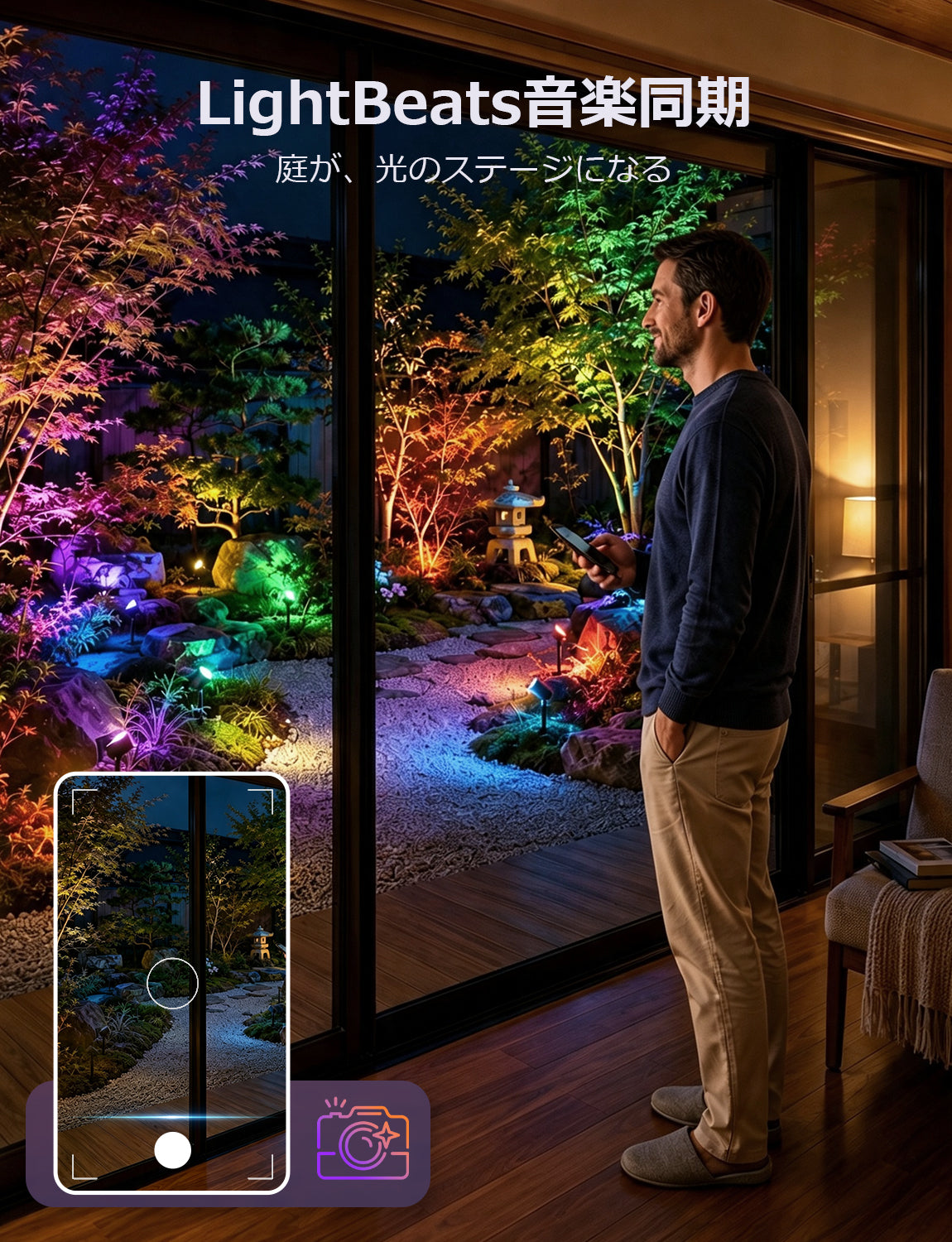 Lepro AI ガーデンライト スポットライト 屋外 RGB 庭 ライト 防水 ガーデン アプリ制御 雰囲気 アウトドア スポット おしゃれ コンセント付き イルミネーション【800lm/IP65防水/CCT調光調色/1600万色RGBIC/地面挿入と壁掛け式2Way/135°角度調整】明るい 防犯 玄関灯 ガーデン/庭/玄関/ガレージ/軒/芝生/駐車場/歩道 景観 屋外 装飾用 外灯