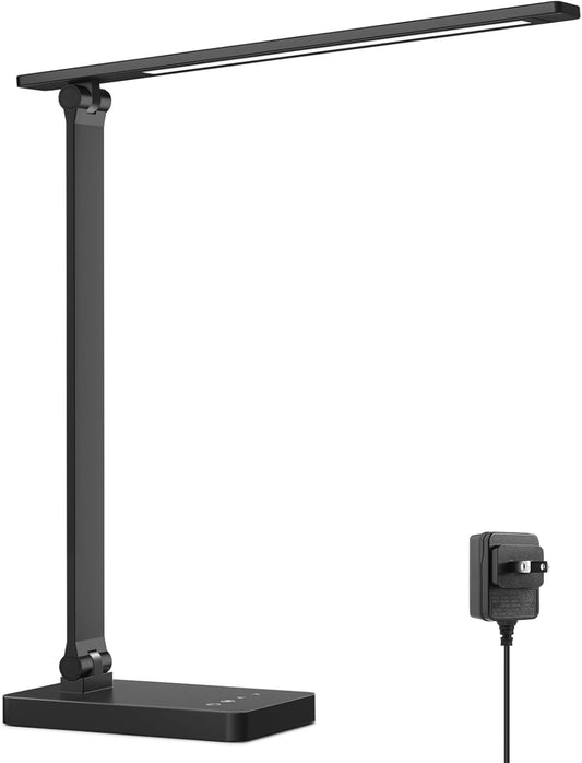 Lepro デスクライト led 目に優しい 電気スタンド DCアダプター付き 750lm超高輝度 卓上ライト おしゃれ テーブルライト【5段階色温度・明るさ/調光調色/タッチセンサー操作/明るい/多角度調整/コンセント付き】 人気 省エネ 学習机 台灯 勉強 机 明るい 読書灯 (ブラック)