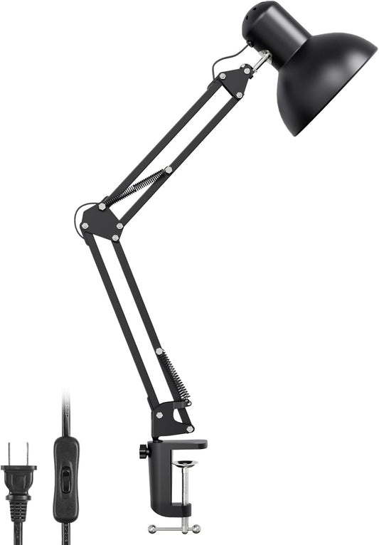 Lepro アームライト デスクライト led クランプ 卓上 電気スタンド 卓上 E26口金 電球別売り【led電球/スマート電球/植物育成用/ランプ交換可能/目に優しい/おしゃれ/電源コード160cm】 スイング アームスタンド スタンドライト 高輝度 勉強 仕事 作業 集中しやい 植物育成(ホワイト)