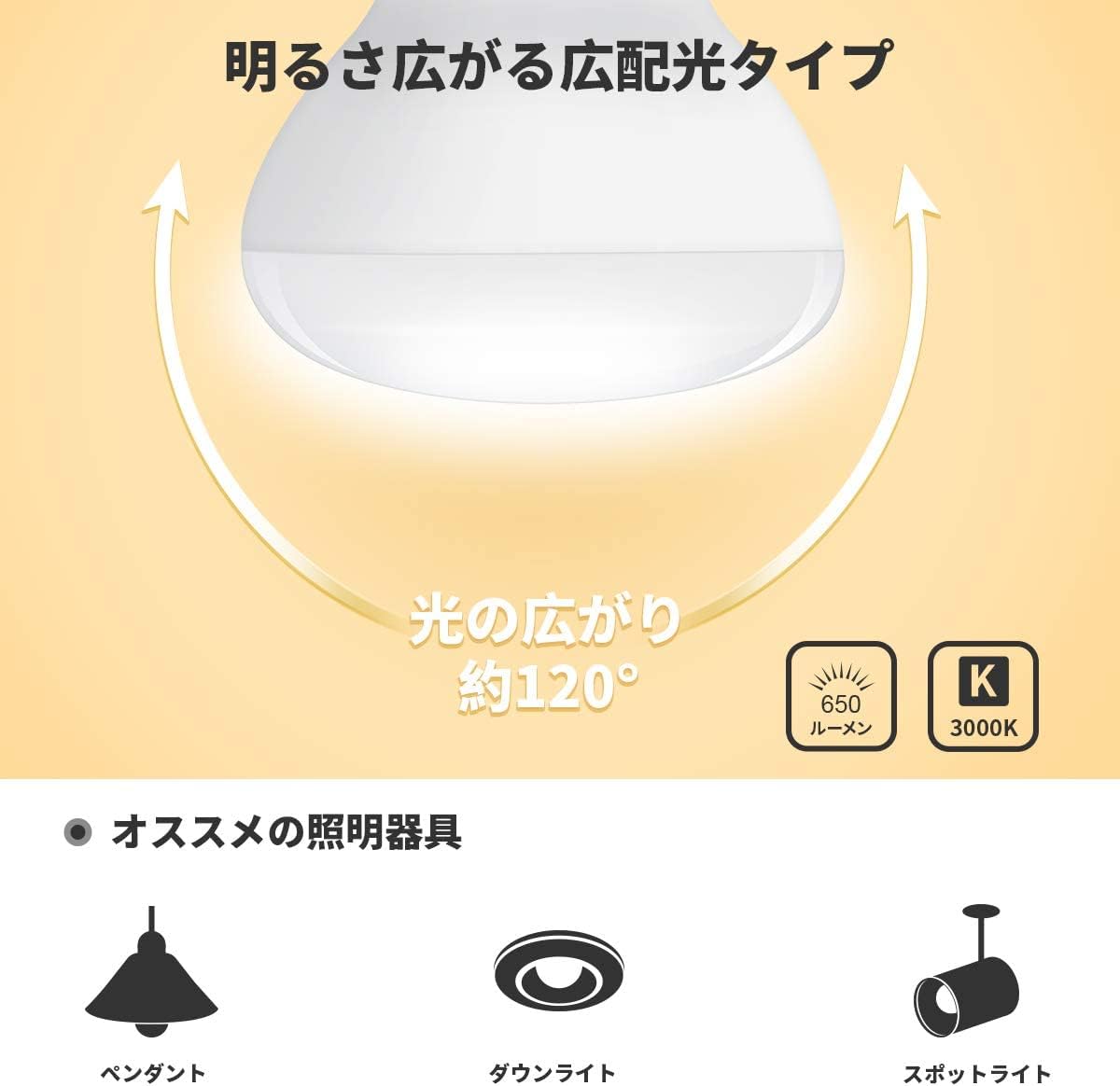 【E26】Lepro レフ電球 60W形 E26 電球色 1個入り LED 電球 非調光型 6.5W 650lm レフタイプ 広配光タイプ 高演色性 PSE認証済み 密閉器具対応 省エネ キッチン 台所 トイレ リビング ダイニング 脱衣所 寝室 廊下 玄関照明用 レフランプ