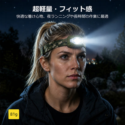 Lepro ヘッドライト 充電式 300lm高輝度 ledヘッドライト 釣り ヘッドランプ USB-C充電 登山 白＆赤 ledライト【5つ点灯モード/3時間満充電/実用点灯37時間】 防水 照射角度調整可 軽量 キャンプ 散歩 アウトドア 災害 停電用 （グリーン）