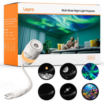 Lepro 星空ライト 2in1 ナイトライト&星空投影 家庭用プラネタリウム USB給電式 天井 壁 プレゼント 雰囲気