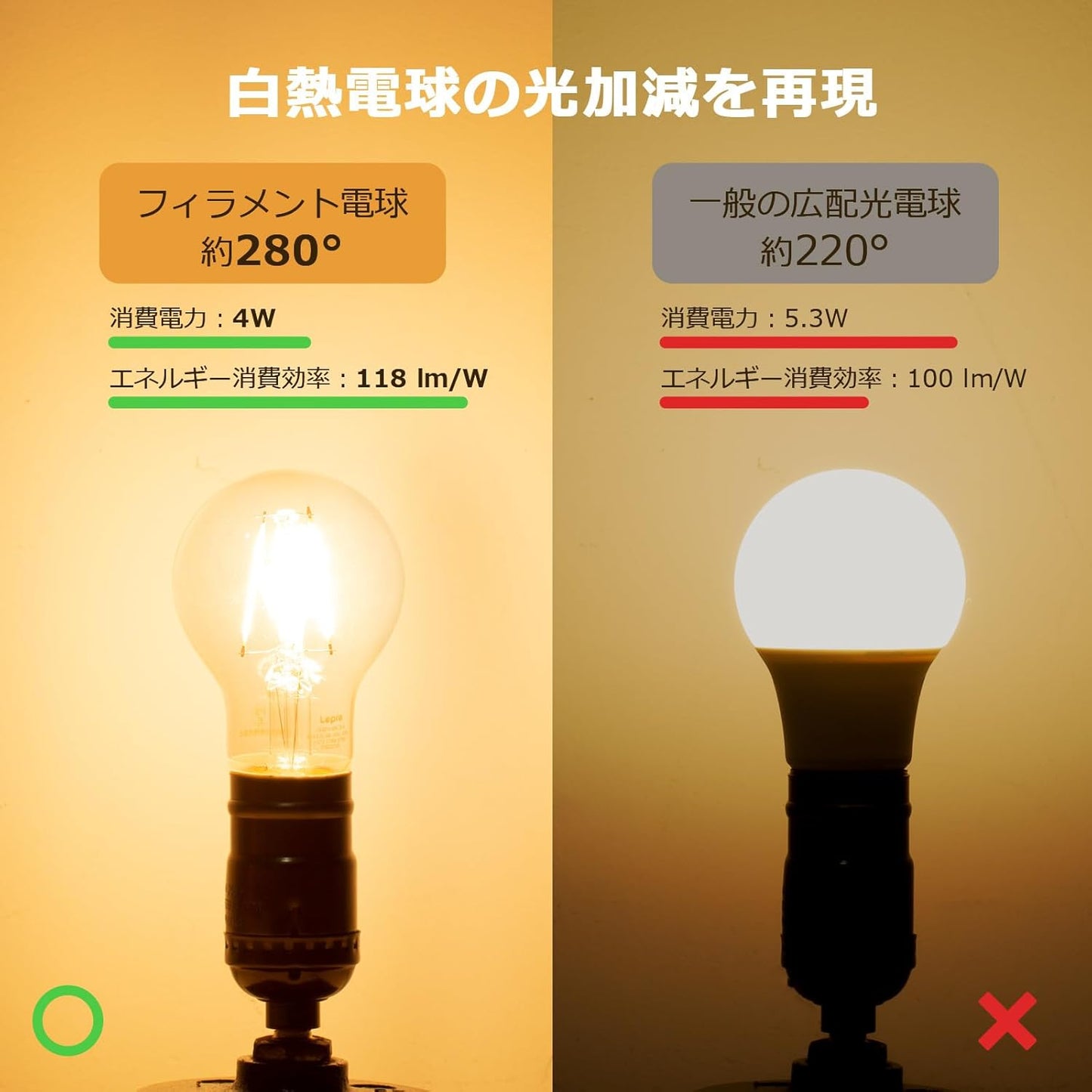 【E26】Lepro led電球 e26 led 電球色 40W形 6個入り フィラメント 2700K 一般電球形 全方向 470lm エジソン電球 クリアタイプ 非調光 省エネ PSE認証済み シーリング ペンダント スタンド ブラケットなど適用 インテリア 玄関 階段 廊下 リビング ダイニング 店舗 レストラン