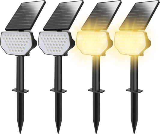 Lepro ソーラーライト 屋外 庭 防水 ガーデンライト IP65 アウトドア スポットライト 3000K 電球色 明暗センサー 防犯 停電対策 夜間自動点灯/昼間自動消灯 led 地中埋込型 壁掛け/玄関/芝生/紅葉/シンボルツリー/樹木 非常灯 防災 配線不要 4個入り