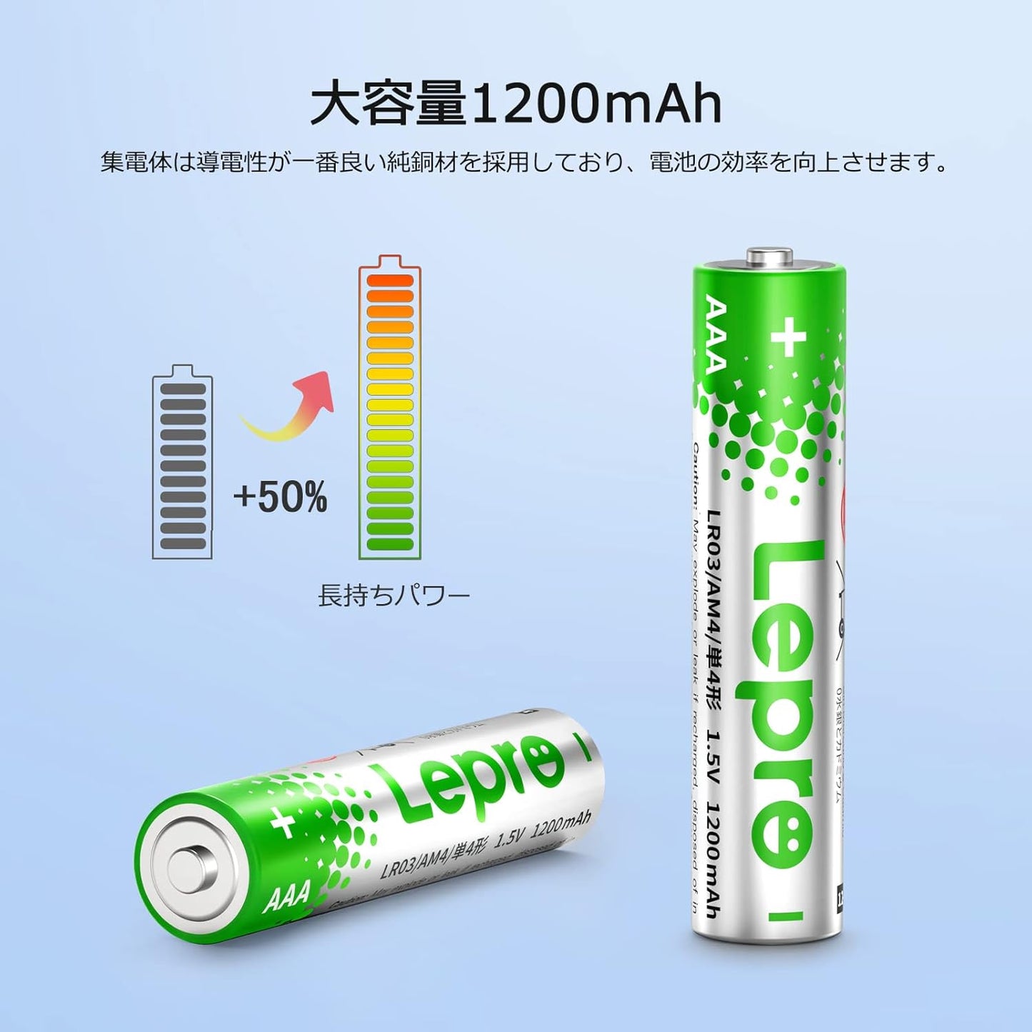 Lepro 単4形 アルカリ乾電池 48本セット ハイパワー 大容量 液漏れ防止 耐久 長持ち 長期間保存可能 おもちゃ 電池式ランタン 時計 リモコン 携帯ラジオ 防災用