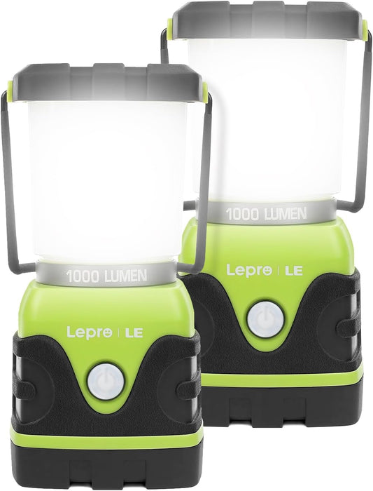 Lepro LED ランタン キャンプランタン 【超高輝度 1000ルーメン/実用点灯12-240時間/電池式/昼光色・昼白色・電球色切替/4つ点灯モード/無段階調光調色/防滴仕様】ソロキャンプ アウトドア キャンプ 登山 夜釣り 防災 停電 緊急 非常用 LEDランタン お花見 夜桜 観桜 グリーン 2個パック[3300002-2]