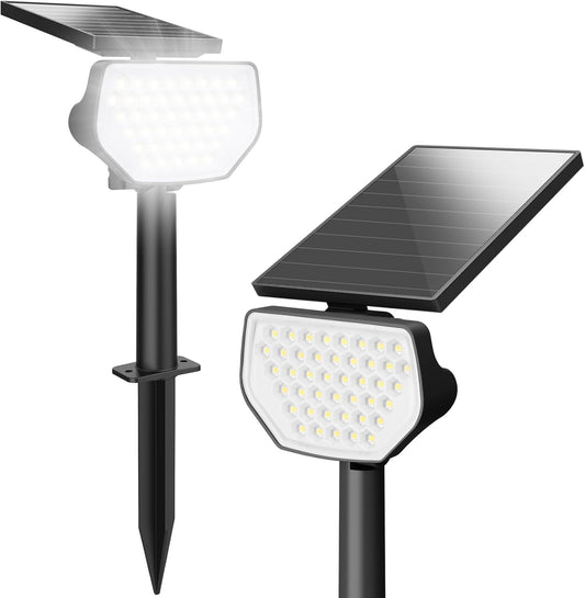 Lepro ソーラーライト 屋外 庭 ライト 防水 ガーデン アウトドア スポット 6500K 昼光色 おしゃれ 【高耐久ソーラーパネル/最大15時間点灯/IP65防水/135°角度調整/地面挿入と壁掛け式2Way】明るい 防犯 玄関灯 ガーデン/駐車場/玄関/ガレージ 屋外照明 壁掛け 外灯 2個入り