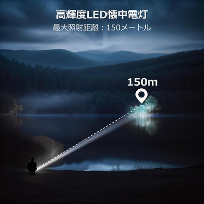 Lepro LED懐中電灯 USB充電式 フラッシュライト ハンディライト 【高輝度/ズーム式/5つ点灯モード/防滴】 防災 停電対策 緊急用 新型 軽量 キャンプ 登山 夜釣り [PR120030]