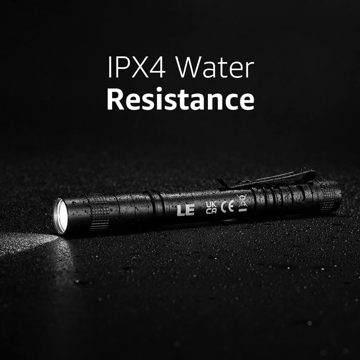 Lepro LED 懐中電灯 小型 ペンライト 2個セット 【高輝度/明るさ120ルーメン/3段階調光/電池式/防水/アルミ合金製/高耐久】 クリップ付き 携帯便利 作業 防災 ライト ハンディライト 単四電池付き（充電池対応不可） 2個入 [120023-2]