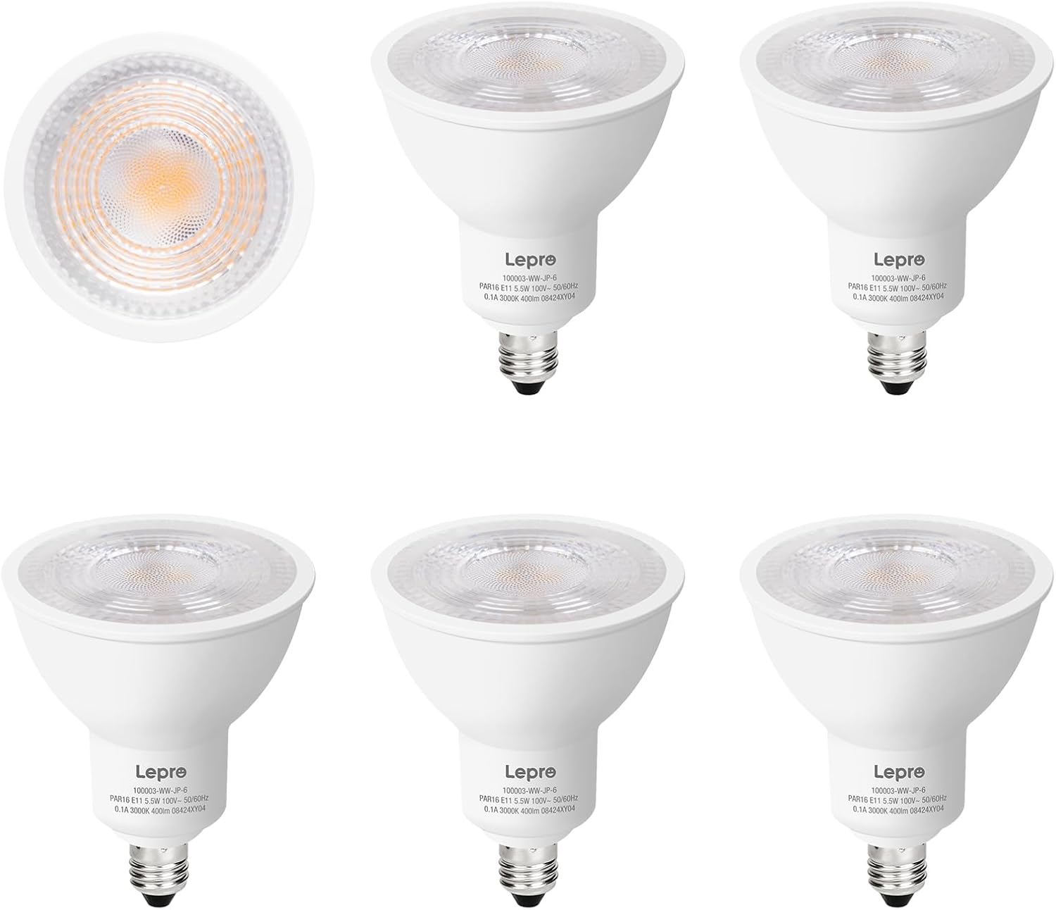 【E11】Lepro LED ハロゲン電球 E11 LED電球 スポットライト ハロゲン 50W形相当 狭角 ビーム角度40° 5.5W 400lm 電球色 3000K 集光タイプ 高演色性 PSE認証済み 非調光 密閉器具対応 省エネ 間接照明 天井照明 商業照明 看板 キッチン 台所 リビング ダイニング 脱衣所 寝室 廊下 玄関照明用 6個入り
