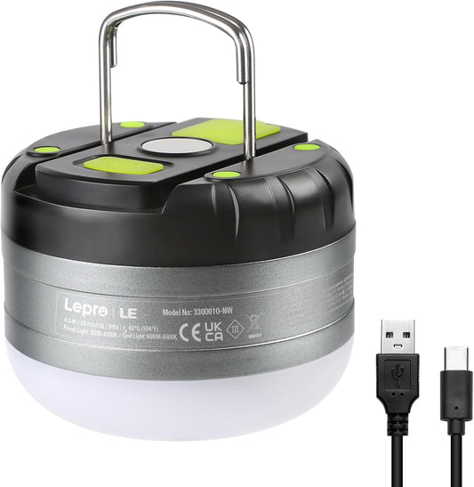 Lepro ランタン ledランタン USB充電式 小型 温白色3500-4300K スポットライト付き 5種類点灯モード 3600mAh モバイルバッテリー機能 マグネット付き アウトドア携帯キャンプ用品/応急 防災 停電用
