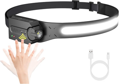 Lepro へッドライト 充電式 へッドランプ led 高輝度 230°COB広角照明 角度調整可 センサー付き 5つ点灯モード 防水 軽量 ledへッ ドライト キャンプ ランニング