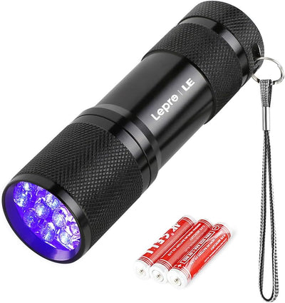 Lepro ブラックライト led uvライト レジン用 硬化 紫外線 釣り IPX4防水 アルミ製 高耐久 ハンディ uvレジン 懐中電灯 単4形電池付属 ペットのオシッコ汚れ対策に 62g超軽量 (ブラック)
