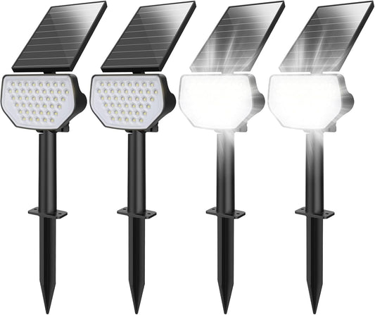 Lepro ソーラーライト 屋外 庭 ガーデン ライト 防水 アウトドア スポット 6500K 昼光色 光センサー 明暗センサー ライトアップ 防犯 IP65 自動 led 地面挿入 壁掛け/ガーデン/紅葉/植木/観葉植物/木/花/シンボルツリー/樹木 led43灯 地中埋込型 配線不要 4個入り