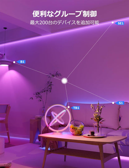 【Compatible with Alexa認定】Lepro AI LEDテープライト 15m RGB 調光調色 マルチカラー 1600万色 Alexa/Google Home対応 スマートLEDテープライト 音楽同期 Wi-Fi & Bluetooth 間接照明 切断可能 ハロウィン クリスマス パーティー飾り【Leproアプリ アカウント登録要】