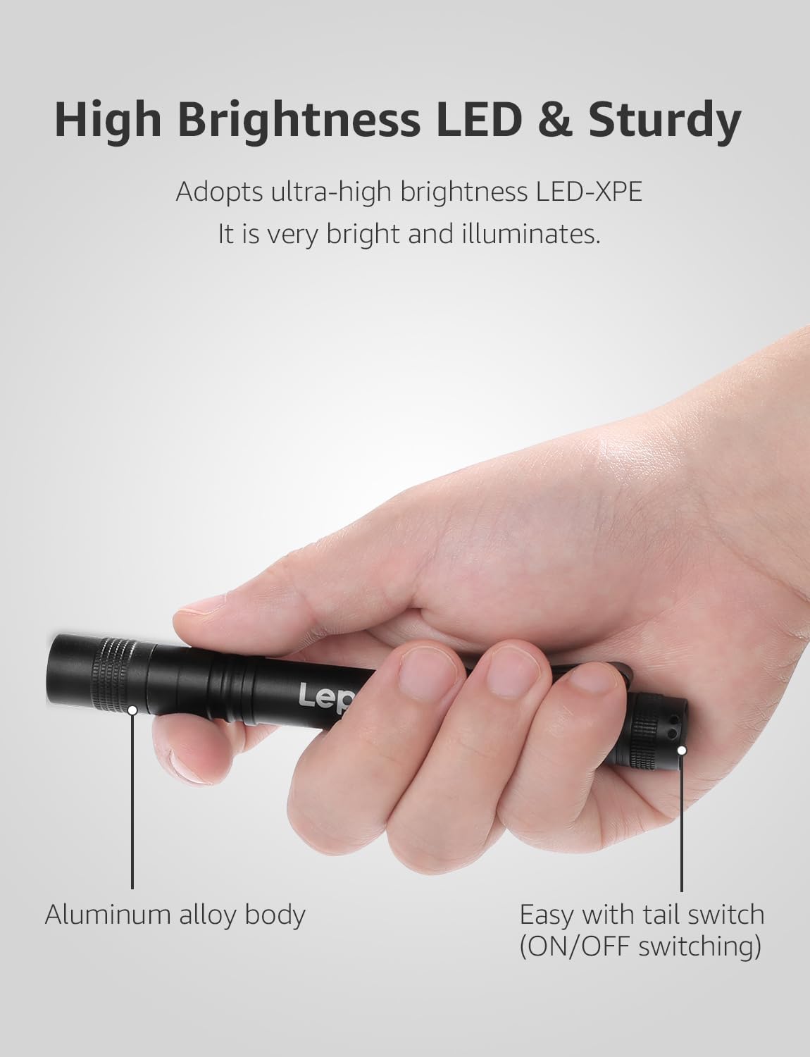 Lepro LED 懐中電灯 小型 ペンライト 2個セット 【高輝度/明るさ120ルーメン/3段階調光/電池式/防水/アルミ合金製/高耐久】 クリップ付き 携帯便利 作業 防災 ライト ハンディライト 単四電池付き（充電池対応不可） 2個入 [120023-2]