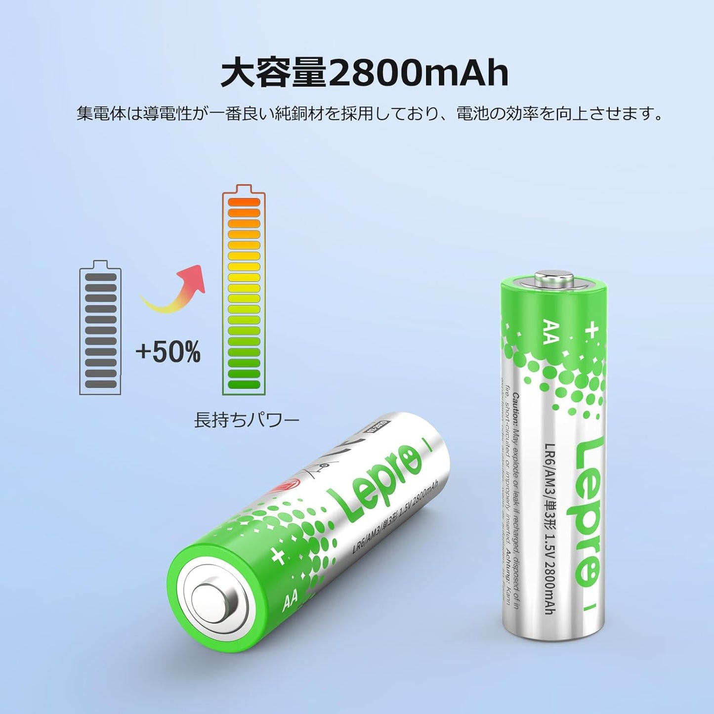 Lepro アルカリ乾電池 48本セット（単3形24本＋単4形24本） ハイパワー 1.5V 2800mAh大容量 液漏れ防止 耐久 長持ち 長期間保存可能 乾電池式モバイルバッテリー おもちゃ 電池式ランタン 懐中電灯 時計 リモコン 携帯ラジオ 防災用 [PR130003-48]