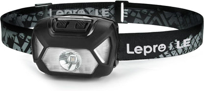 Lepro ヘッドライト 電池式 LED ヘッドランプ 高輝度 ledヘッドライト 6種点灯モード 単4形電池対応【赤＆白ライト/スポット・ワイドLED搭載/SOS点滅/実用点灯22時間/IPX4防水/角度調整可/CE ROHS認証済み】 釣り 登山 キャンプ アウトドア 災害 停電用 散歩 作業 小型 夜釣りに最適 ヘッド ライト（ブラック）