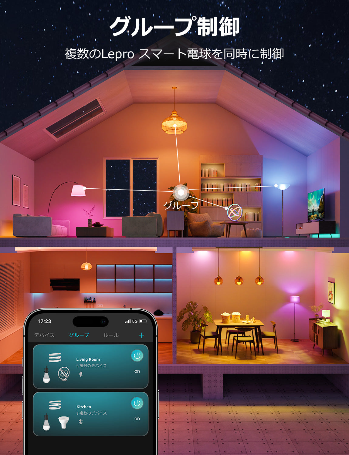 【100W形】Lepro AI スマート電球 B3 Wi-Fiライト LED E26 AI照明デザイナー 【1500lm超明るい/調光調色/12W省エネ/電球色・昼白色・昼光色・虹色・RGBCCT マルチカラー 1600万色】 Google Home/Alexa対応 音楽同期 間接照明