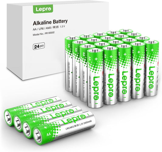 Lepro 単3形 アルカリ乾電池 24本セット ハイパワー 1.5V 2800mAh大容量 液漏れ防止 耐久 長持ち 長期間保存可能 乾電池式モバイルバッテリー おもちゃ 電池式ランタン 懐中電灯 時計 リモコン 携帯ラジオ 防災用 LR6 [PR130002-24]