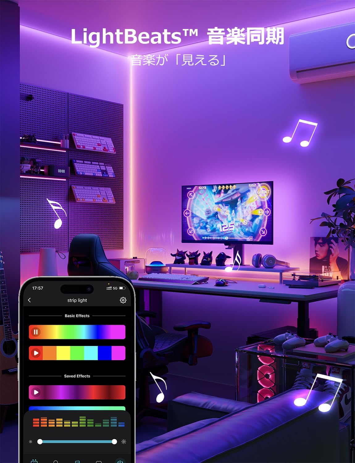 【Compatible with Alexa認定】Lepro AI LEDテープライト 15m RGB 調光調色 マルチカラー 1600万色 Alexa/Google Home対応 スマートLEDテープライト 音楽同期 Wi-Fi & Bluetooth 間接照明 切断可能 ハロウィン クリスマス パーティー飾り【Leproアプリ アカウント登録要】