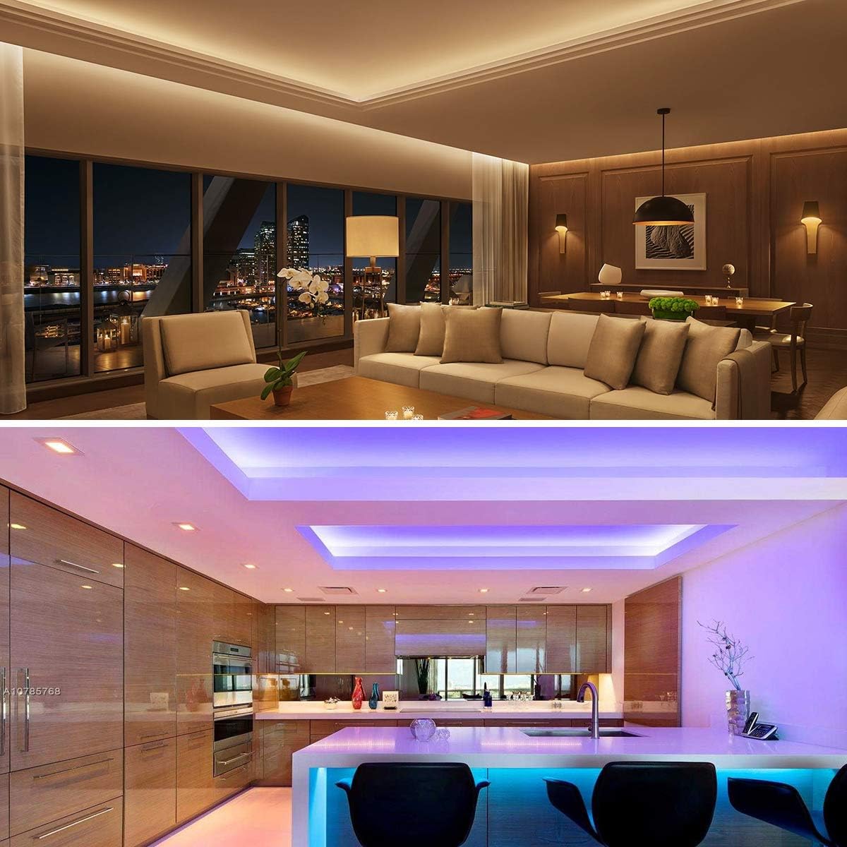 Lepro LEDテープライト 防水 RGB 5m 150連 SMD5050 DIY マルチカラー 間接照明 44キーリモコン 調光調色 両面テープ カット可能 取付簡単 看板 天井 棚下 コレクション ゲーム室 装飾用 2年間保証付き