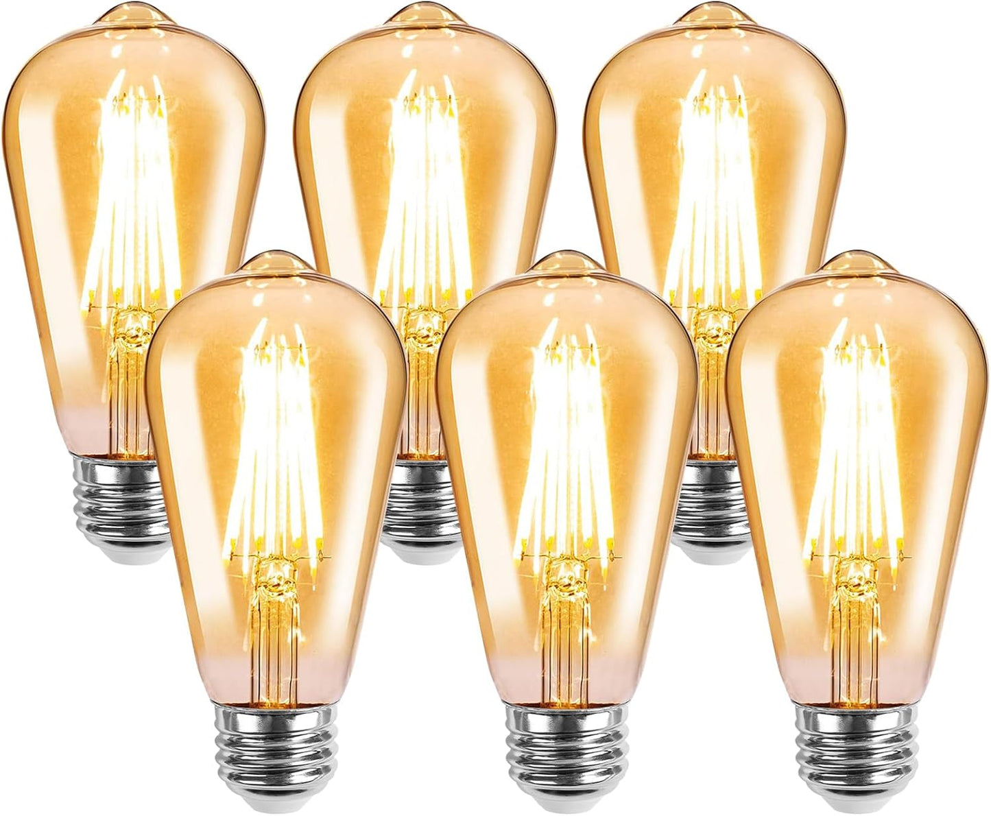 【E26】Lepro led電球 e26 エジソン電球 60W形 6個入り 電球色 2700K 全方向タイプ エジソンランプ エジソンバルブ 6W ST64 琥珀色 720lm 調光器非対応 フィラメント 電球 レトロ アンティーク おしゃれ 省エネ PSE認証済み シーリング ペンダント スタンド ブラケット適用