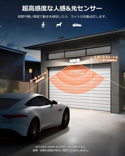 【最新一体型分離型設計・屋内屋外両用 】Lepro ソーラーライト 屋外 防水 センサーライト 人感センサー 超高輝度1000lm/IP65防水/リモコン付き/自動点灯・消灯 角度調整可能 ガーデンライト 防犯ライト ガーデン/駐車場/玄関/軒/庭/ガレージ（1個セット）