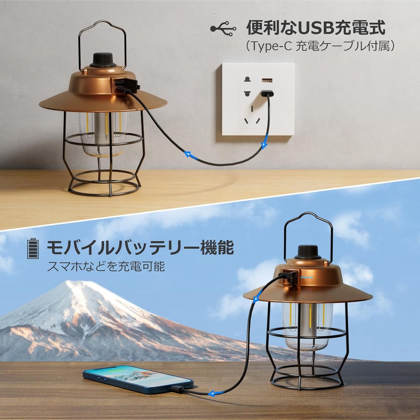Lepro ランタン USB充電式 レトロ LEDランタン おしゃれ キャンプランタン アンティーク風 ソロキャンプ【高輝度/昼光色・電球色・昼白色切替/無段階調光/モバイルバッテリー機能/電池残量インジケータ付き】クラシカル らんたん アウトドア キャンプ 登山 夜釣り 防災 停電 緊急 非常用 [PR330039-JP]