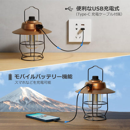 Lepro ランタン USB充電式 レトロ LEDランタン おしゃれ キャンプランタン アンティーク風 ソロキャンプ【高輝度/昼光色・電球色・昼白色切替/無段階調光/モバイルバッテリー機能/電池残量インジケータ付き】クラシカル らんたん アウトドア キャンプ 登山 夜釣り 防災 停電 緊急 非常用 [PR330039-JP]